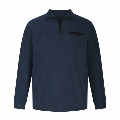 Fleece Quarter-Zip Long Sleeve Ribbed Shirt // Dark Blue (XS)