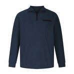 Fleece Quarter-Zip Long Sleeve Ribbed Shirt // Dark Blue (XS)
