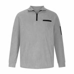 Fleece Quarter-Zip Long Sleeve Ribbed Shirt // Gray (XS)