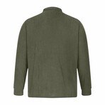 Fleece Quarter-Zip Long Sleeve Ribbed Shirt // Army Green (XS)