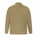 Fleece Quarter-Zip Long Sleeve Ribbed Shirt // Khaki (XS)