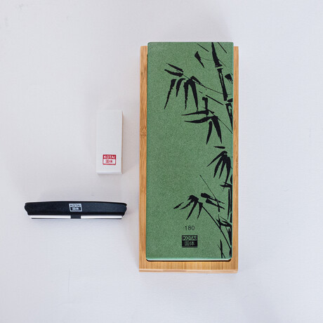 Sharpening Set With Double-Sided 180/800 Grit Whetstone, Anti//Slip Bamboo Base, Flattening Stone And 15 Degrees Angle Guide
