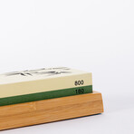Sharpening Set With Double-Sided 180/800 Grit Whetstone, Anti//Slip Bamboo Base, Flattening Stone And 15 Degrees Angle Guide