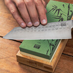 Sharpening Set With Double-Sided 180/800 Grit Whetstone, Anti//Slip Bamboo Base, Flattening Stone And 15 Degrees Angle Guide