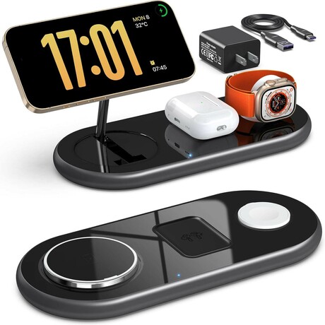 3 in 1 Mag-Safe Charging Station for Apple Devices // Black