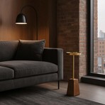 Bare Decor Maya Small Round Accent Table in Solid Metal and Wood, 8x8x25