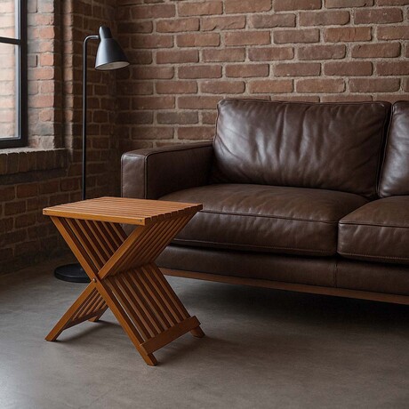 Bare Decor Felipa Folding Teak End Table, 23"