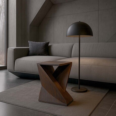 Bare Decor Twister End Table in Reclaimed Solid Teak Wood, Brown