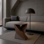 Bare Decor Twister End Table in Reclaimed Solid Teak Wood, Brown