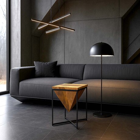 Bare Decor Compass Accent Table in Mango Wood with Metal Base, 16x16x24