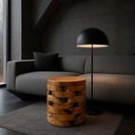 Bare Decor Stonehenge Artisan Accent Stool, Table in Solid Teak Wood