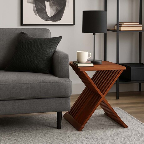 Bare Decor Leaf Folding Counterstool in Solid Teak Wood 24" High