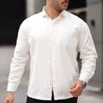 Solid Chest Pocket Button-Up Shirt // White (XL)