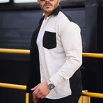 Block Chest Pocket Button-Up Shirt // Black + White (XL)