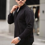 Solid Chest Pocket Button-Up Shirt // Black (L)