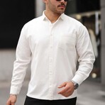 Solid Chest Pocket Button-Up Shirt // White (XL)