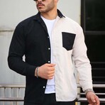 Block Chest Pocket Button-Up Shirt // Black + White (XL)
