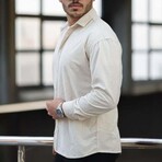 Corduroy Type Button-Up Shirt // White (S)