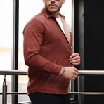 Block Chest Pocket Button-Up Shirt // Red Brick + Beige (L)