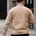 Solid Chest Pocket Button-Up Shirt // Beige (S)