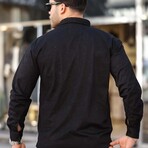 Corduroy Type Chest Pockets Button-Up Shirt // Black (XL)