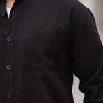 Solid Chest Pocket Button-Up Shirt // Black (L)