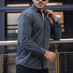 Corduroy Type Button-Up Shirt // Smoked (XL)