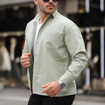 Solid Chest Pocket Button-Up Shirt // Light Green (XL)