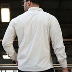 Corduroy Type Button-Up Shirt // White (S)