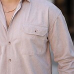 Corduroy Type Chest Pockets Button-Up Shirt // Beige (XL)