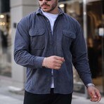 Elephant Corduroy Type Chest Pockets Button-Up Shirt // Smoked (S)