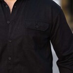 Corduroy Type Chest Pockets Button-Up Shirt // Black (XL)
