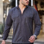 Corduroy Type Chest Pockets Button-Up Shirt // Smoked (XL)