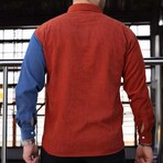 Block Chest Pocket Button-Up Shirt // Red + Blue (XL)