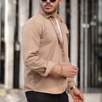 Corduroy Type Chest Pocket Button-Up Shirt // Light Beige (XL)