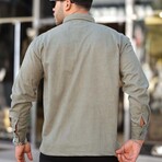 Corduroy Type Chest Pockets Button-Up Shirt // Light Khaki (S)