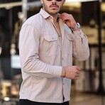 Corduroy Type Chest Pockets Button-Up Shirt // Beige (XL)