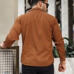 Corduroy Type Chest Pocket Button-Up Shirt // Tan (S)