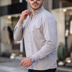 Corduroy Type Chest Pockets Button-Up Shirt // Stone (S)