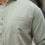 Solid Chest Pocket Button-Up Shirt // Light Green (XL)