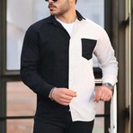 Block Chest Pocket Button-Up Shirt // Black + White (XL)