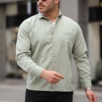 Solid Chest Pocket Button-Up Shirt // Light Green (XL)
