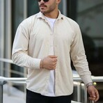 Corduroy Type Button-Up Shirt // White (S)