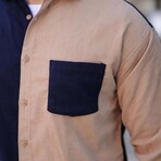 Block Chest Pocket Button-Up Shirt // Indigo + Beige (M)
