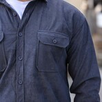 Elephant Corduroy Type Chest Pockets Button-Up Shirt // Smoked (S)