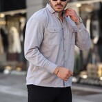 Corduroy Type Chest Pockets Button-Up Shirt // Stone (S)