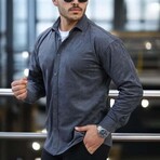 Corduroy Type Button-Up Shirt // Smoked (XL)