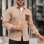 Corduroy Type Chest Pocket Button-Up Shirt // Light Beige (XL)