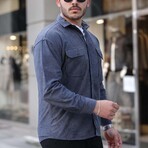 Elephant Corduroy Type Chest Pockets Button-Up Shirt // Smoked (S)