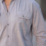 Corduroy Type Chest Pockets Button-Up Shirt // Stone (S)